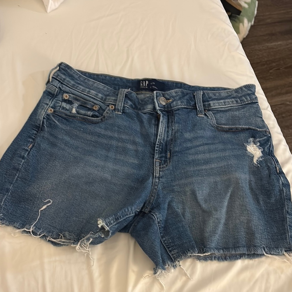 GAP Blue Jean Shorts Distressed Mid-Thigh
